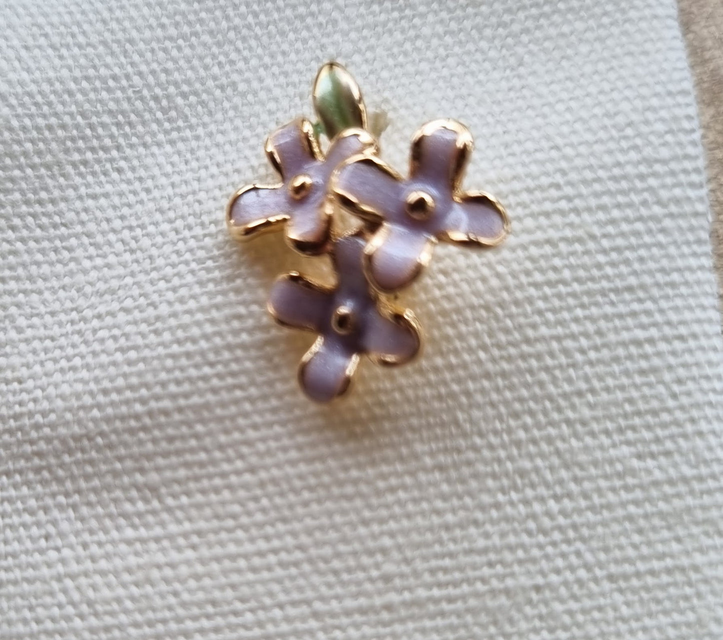 14ct Gold Plated Lilac Flower Stud Earrings