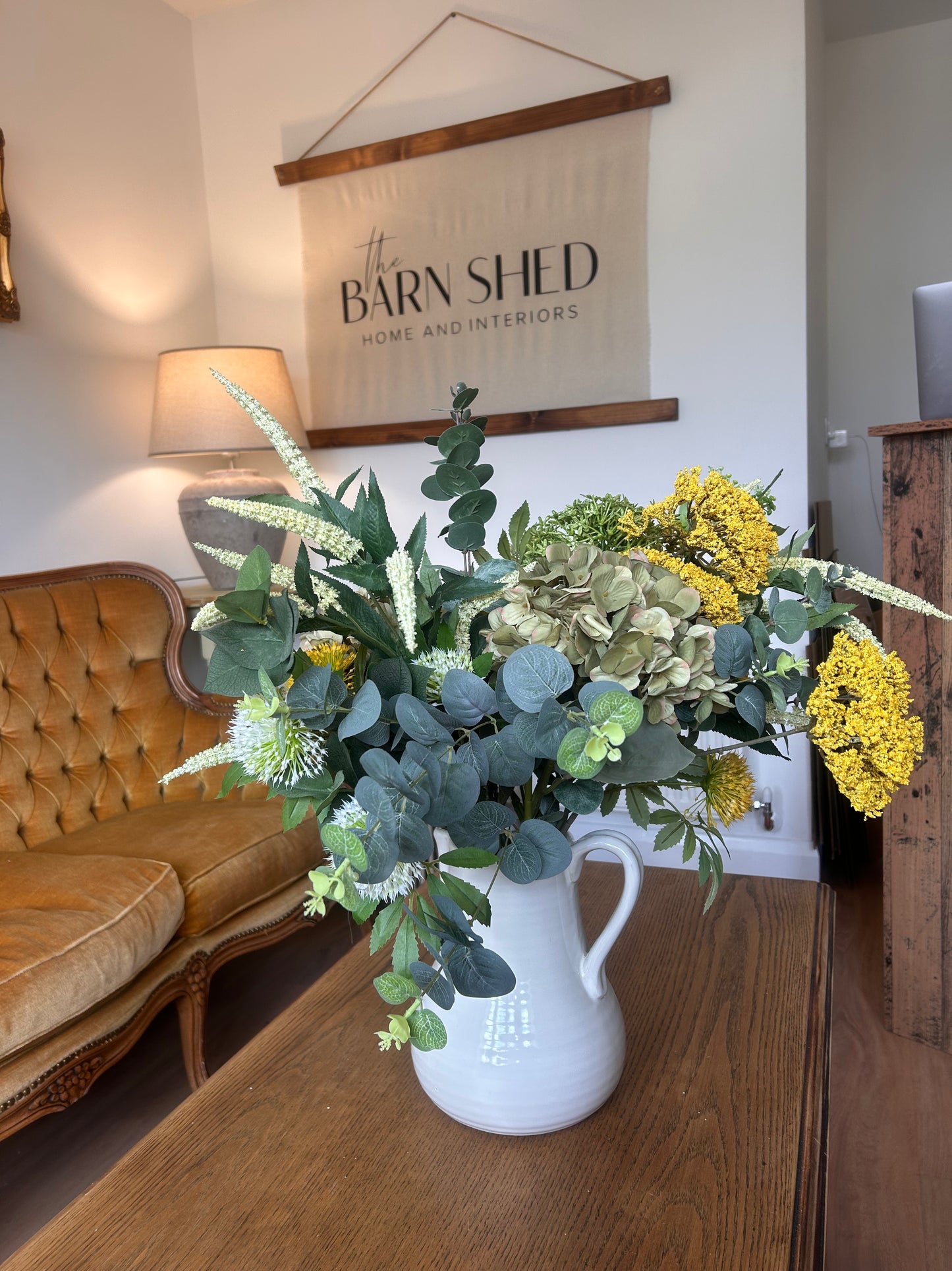 Winter Faux Flower Arrangement-Yellow and Green- Fresh Winter Arrangement