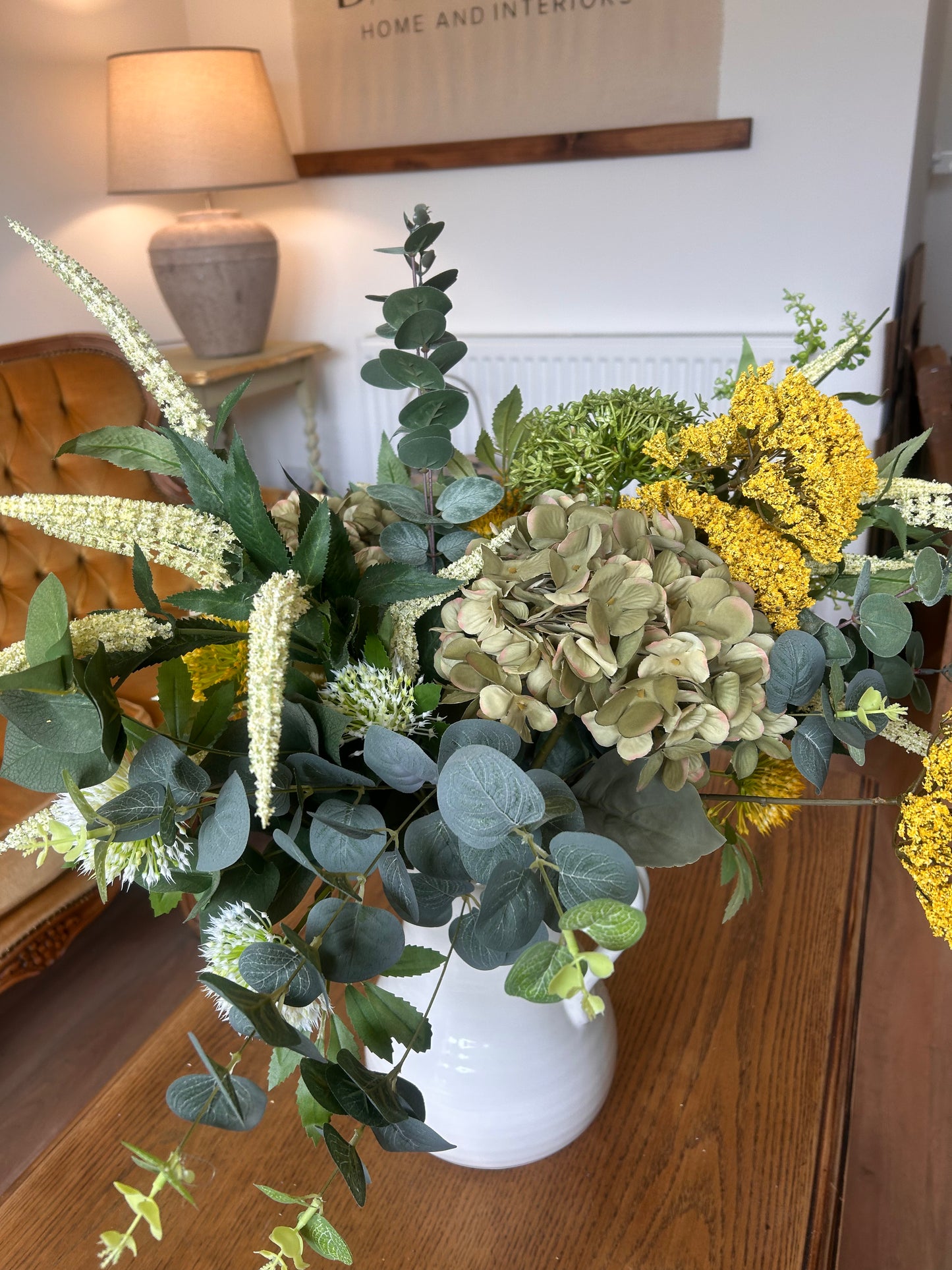 Winter Faux Flower Arrangement-Yellow and Green- Fresh Winter Arrangement