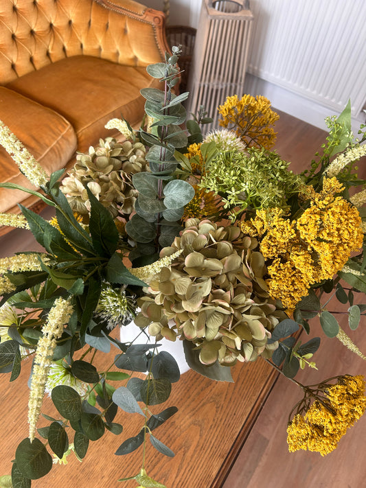 Winter Faux Flower Arrangement-Yellow and Green- Fresh Winter Arrangement