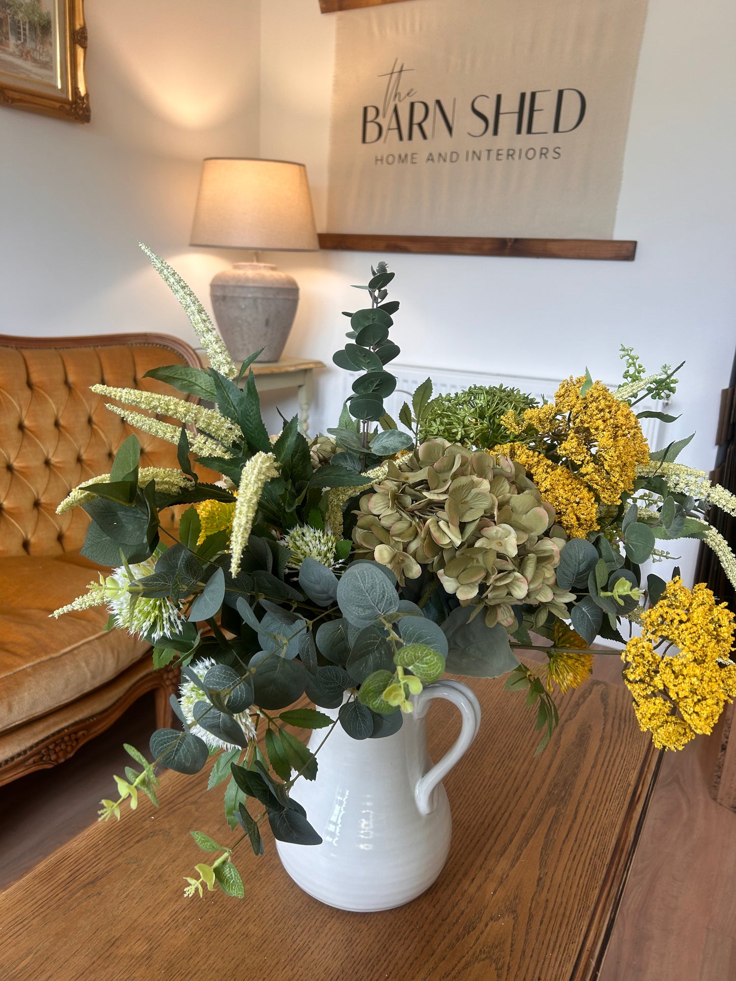 Winter Faux Flower Arrangement-Yellow and Green- Fresh Winter Arrangement