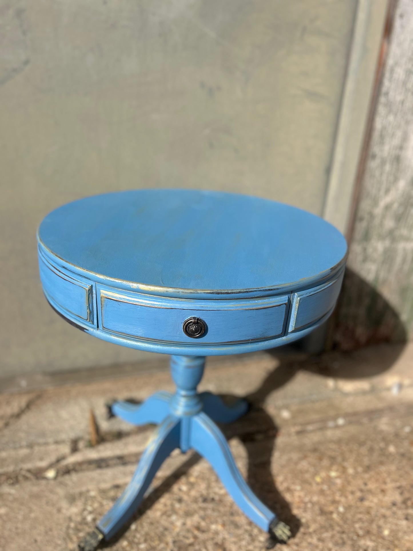 Blue Round Hand Painted Coffee Table