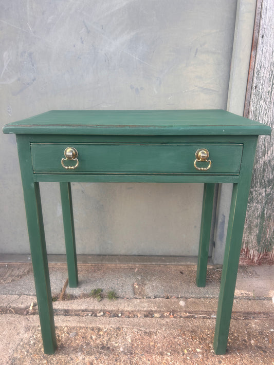 Rustic Hand Painted Table with Drawer in Amsterdam Green