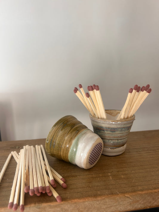 Hand Made Ceramic Match Stick Holder and Striker
