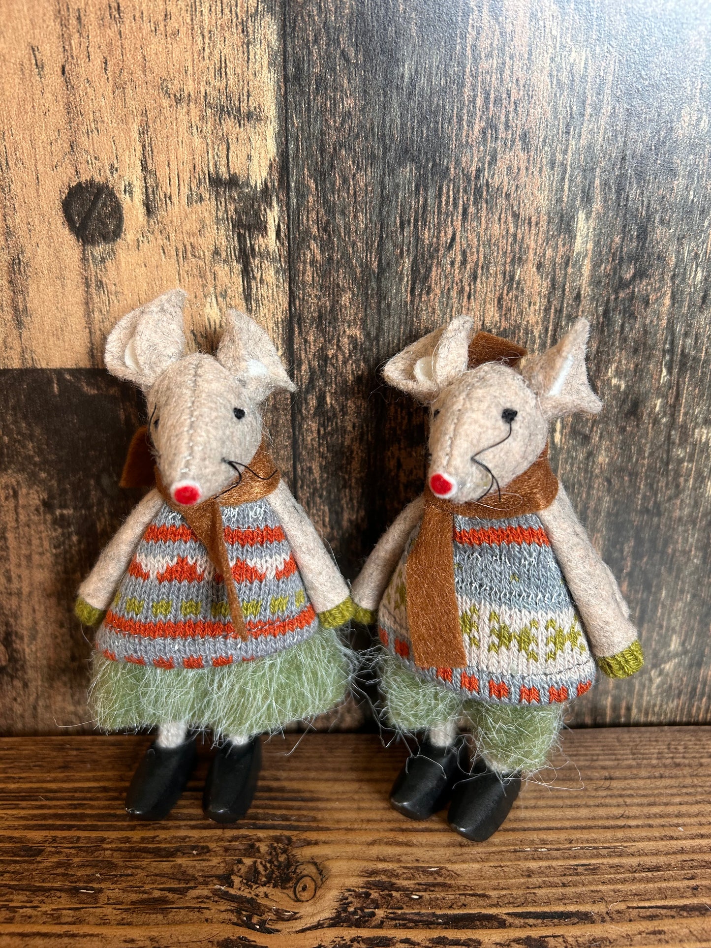 Standing Fabric Mice with Clogs