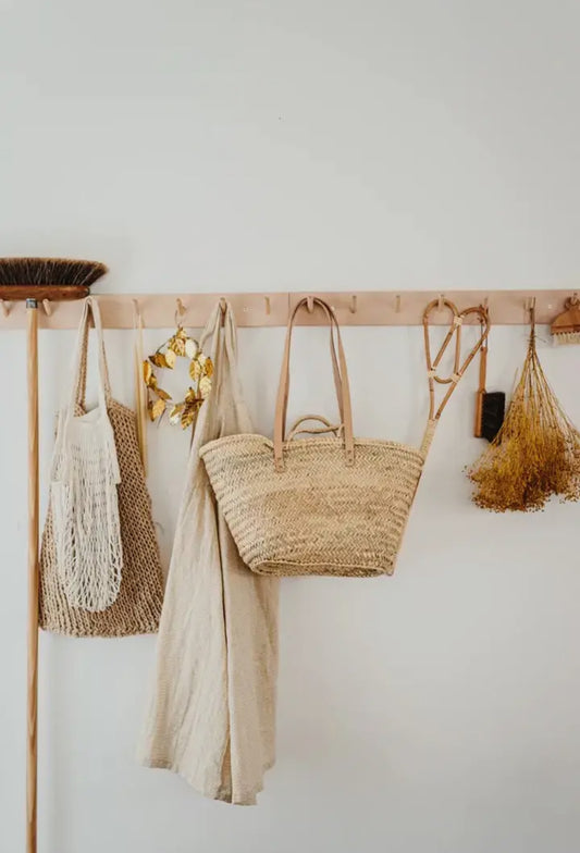 French Market Basket with Leather Straps