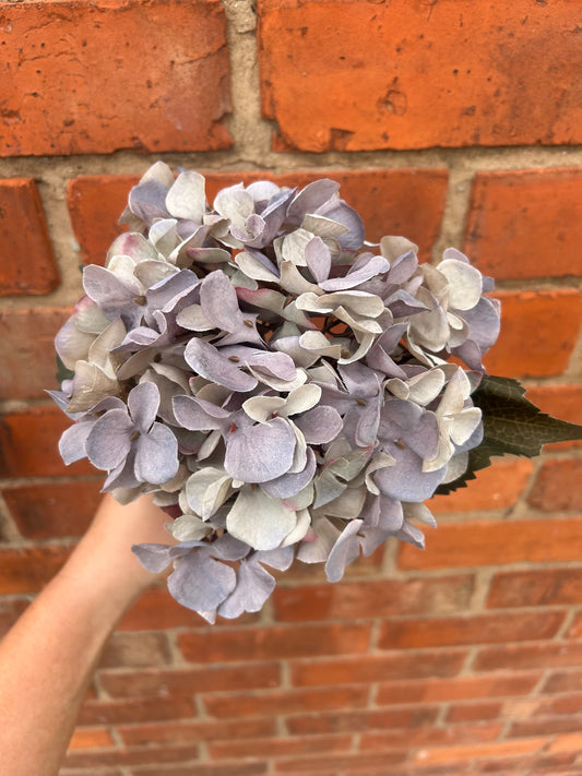 Faux Hydrangea Stem – Faded Lilac & Grey