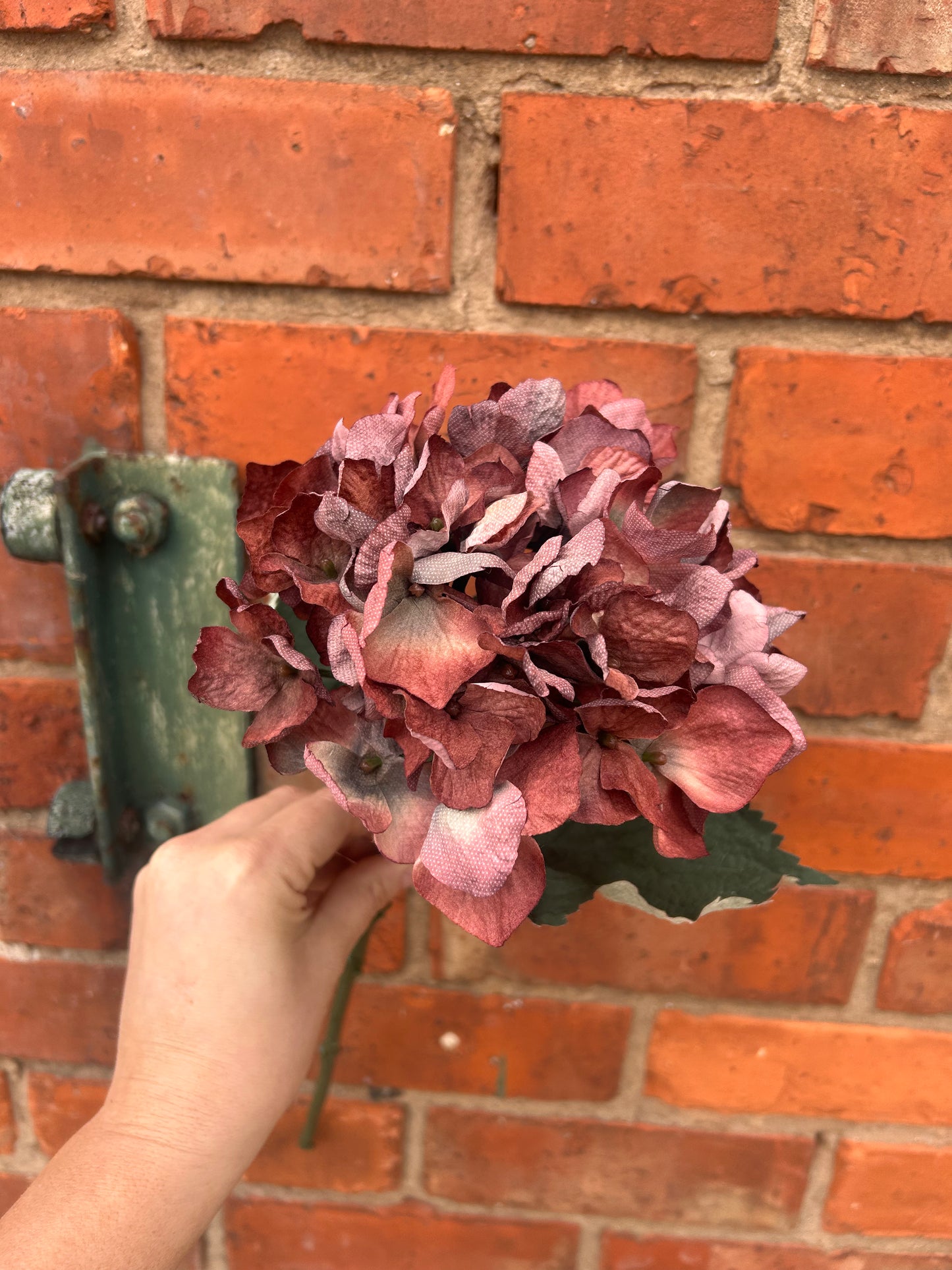 Faux Hydrangea Stem – Dusty Rose & Plum