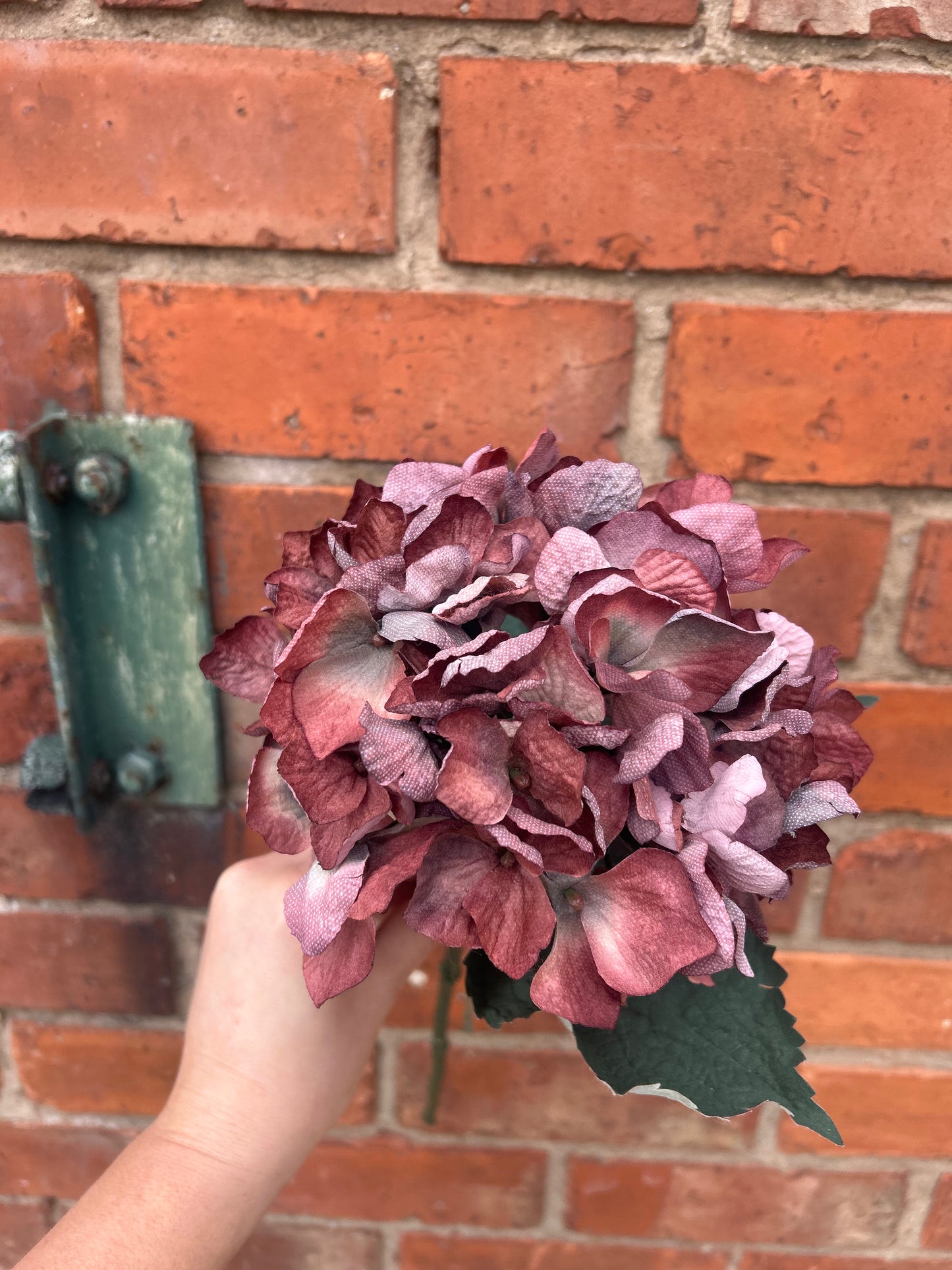 Faux Hydrangea Stem – Dusty Rose & Plum