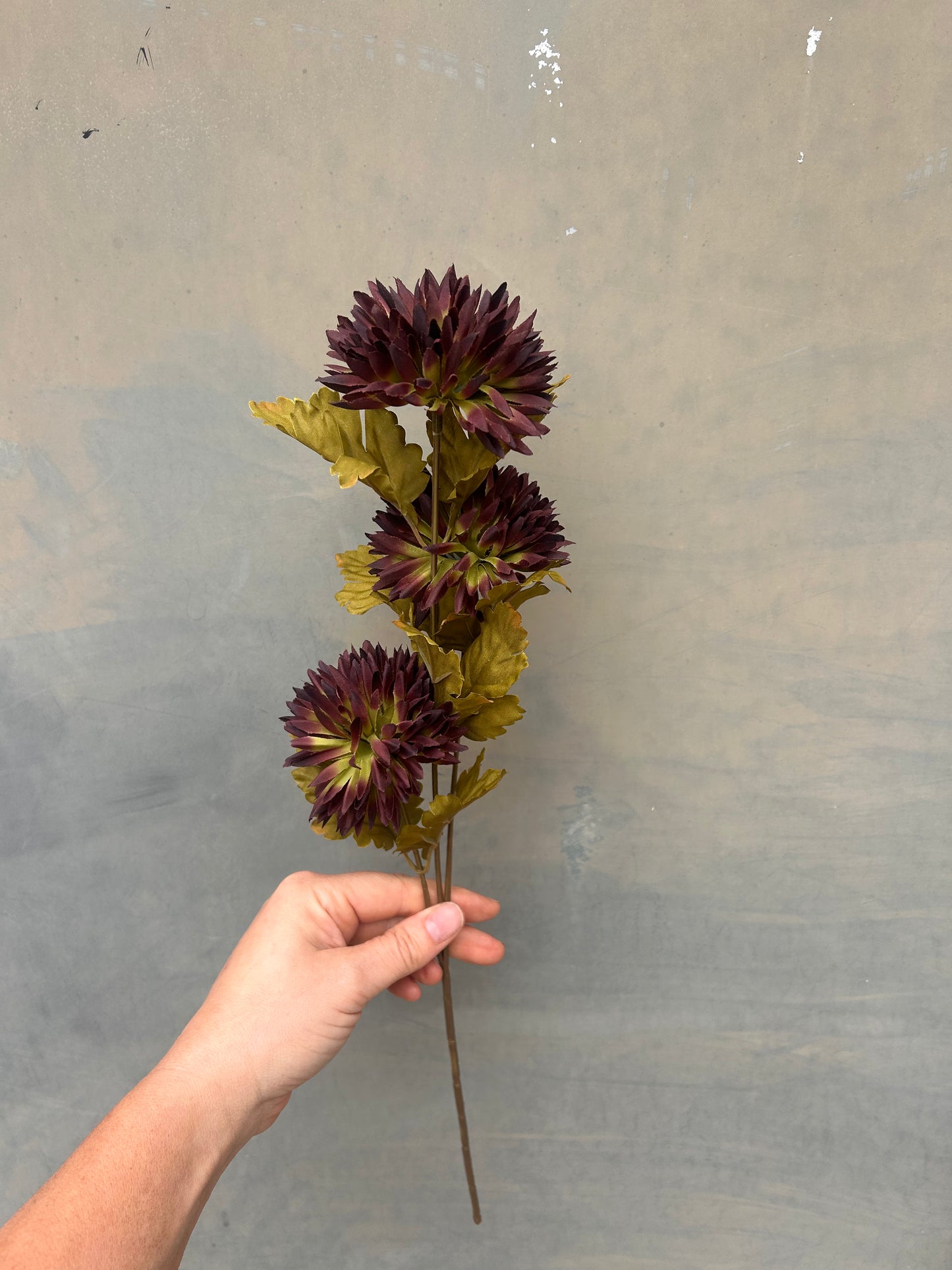 Faux Chrysanthemum Stem – Deep Plum