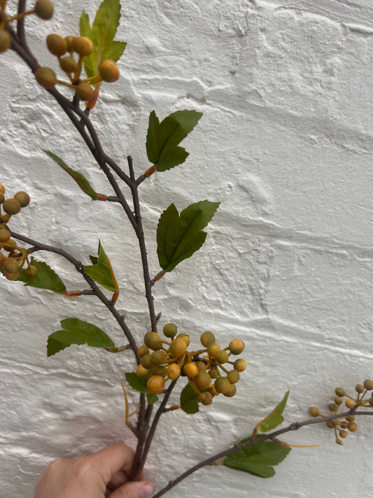 Faux Hypericum Berry Spray – Yellow Green