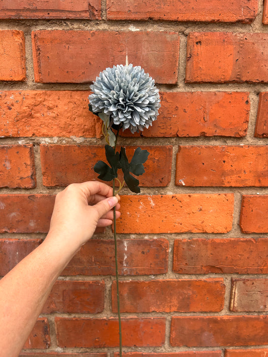 Faux Chrysanthemum Stem – Dusty Blue