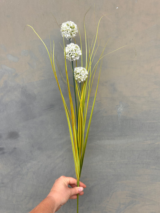 Faux Allium Stem – White