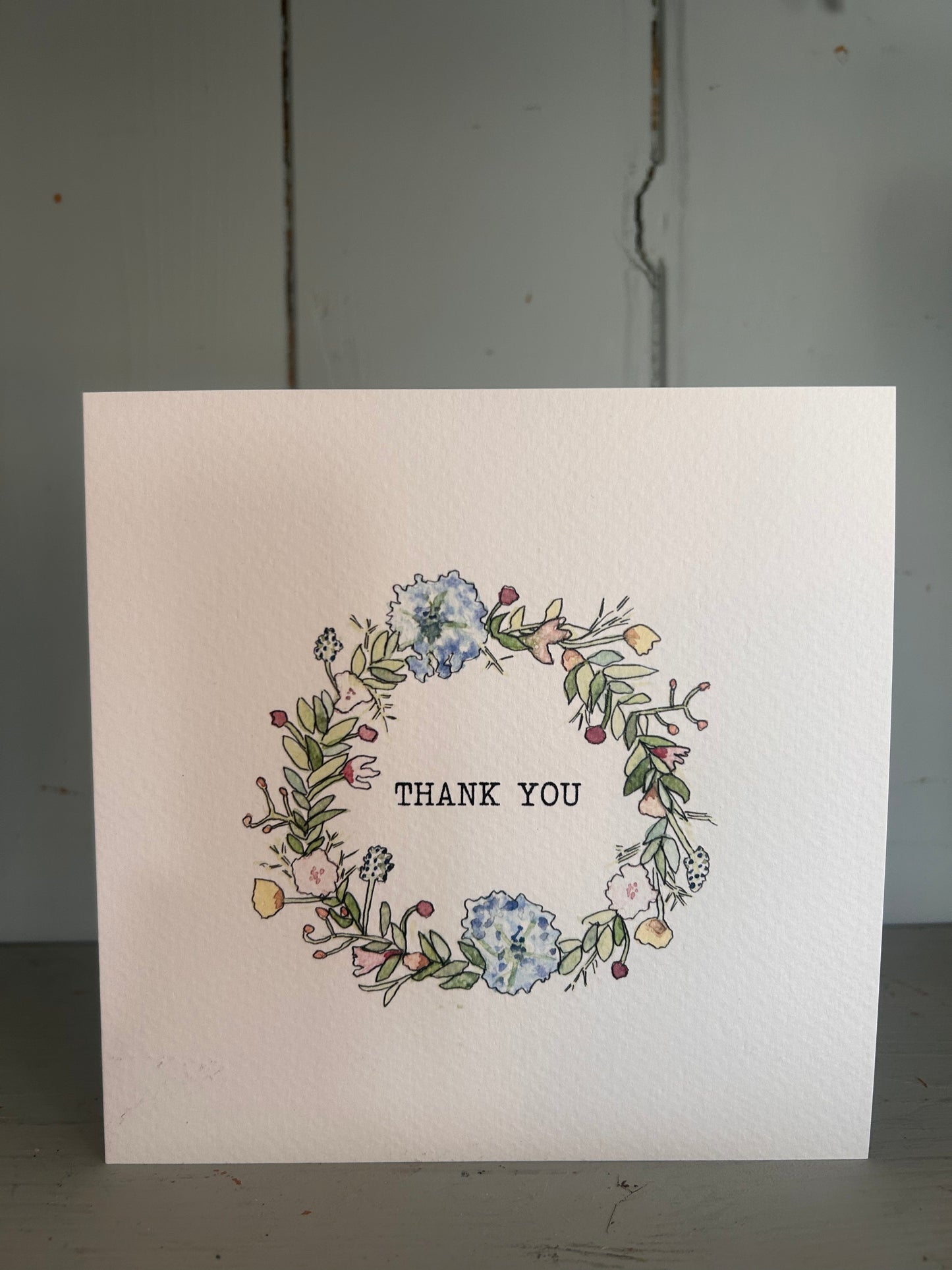Hand Illustrated Floral Wreath Thank You Card