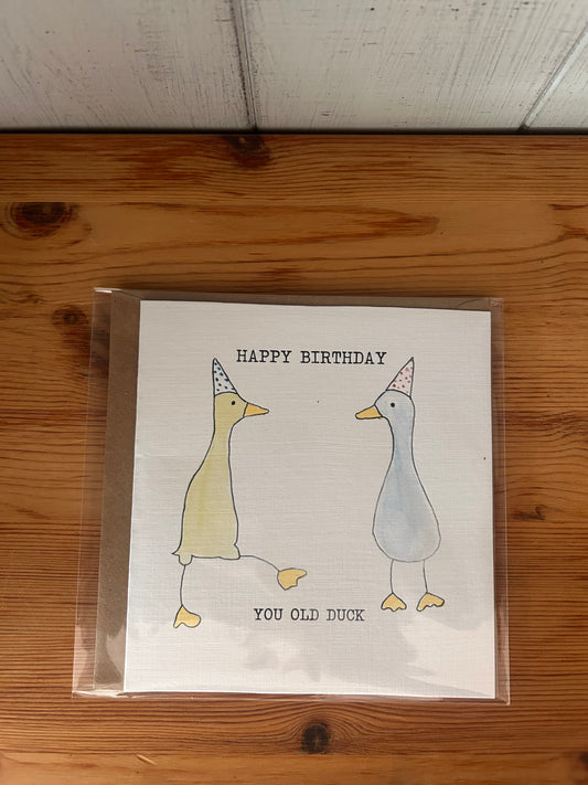 Hand Illustrated “You Old Duck” Birthday Card