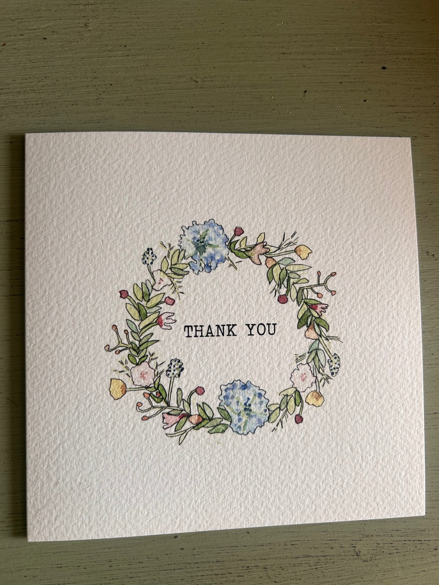 Hand Illustrated Floral Wreath Thank You Card