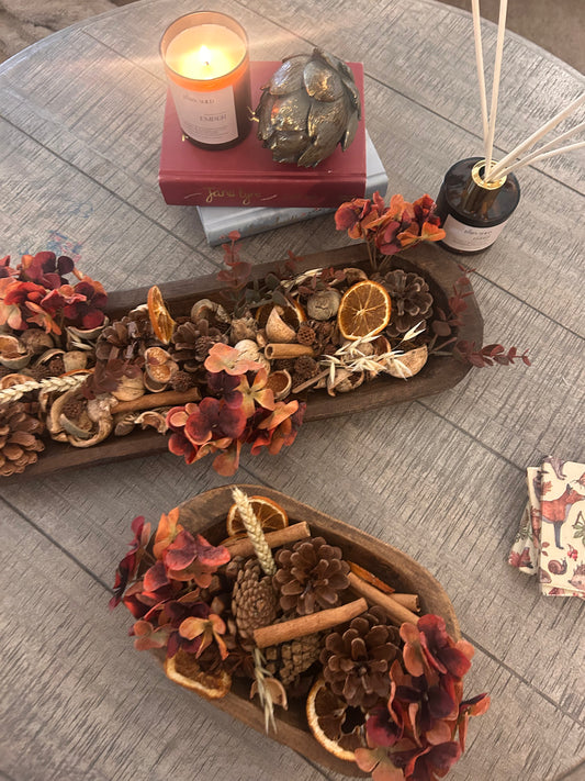 Small Autumn Hydrangea Potpourri Botanical Dough Bowl