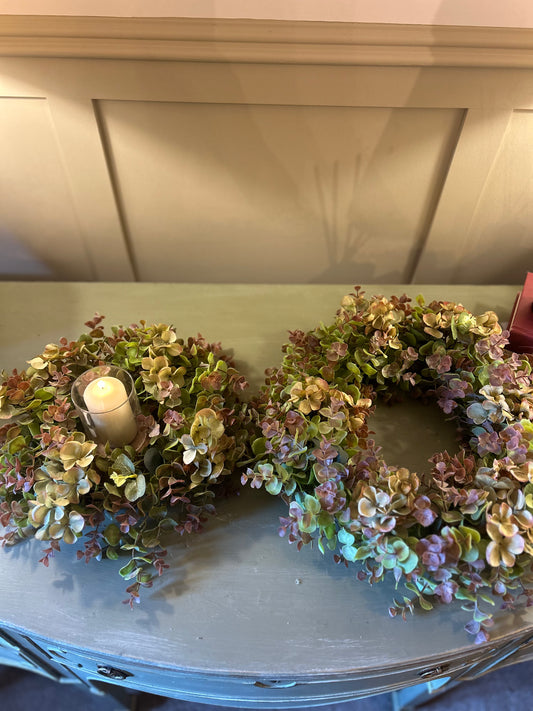 Green Hydrangea & Eucalyptus Artificial Wreath and Table Centre Bundle