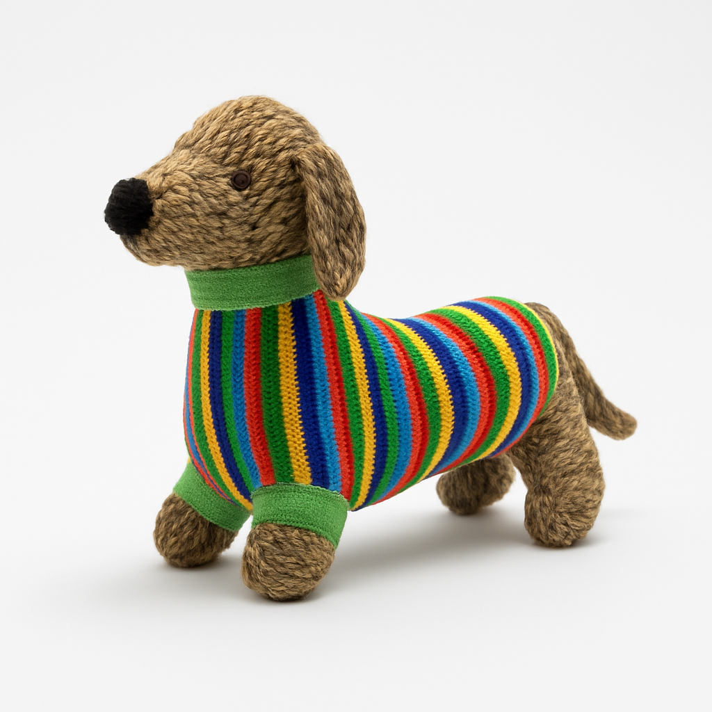 Knitted Sausage Dog Plush Toy