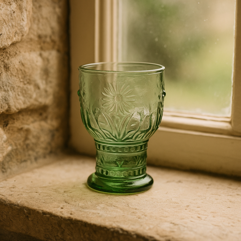 Ice Green Embossed Wine Glass