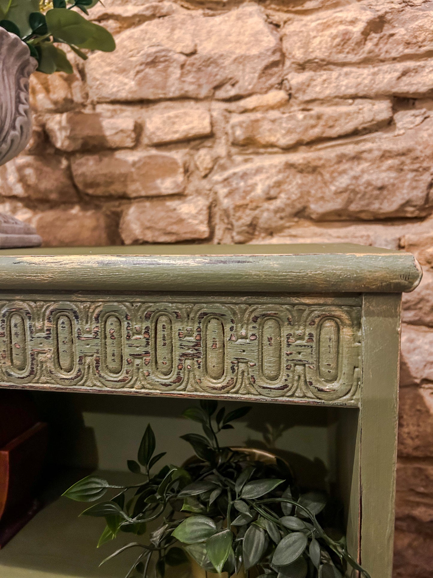Country Refurbished Bookcase in Olive - The Barn Shed