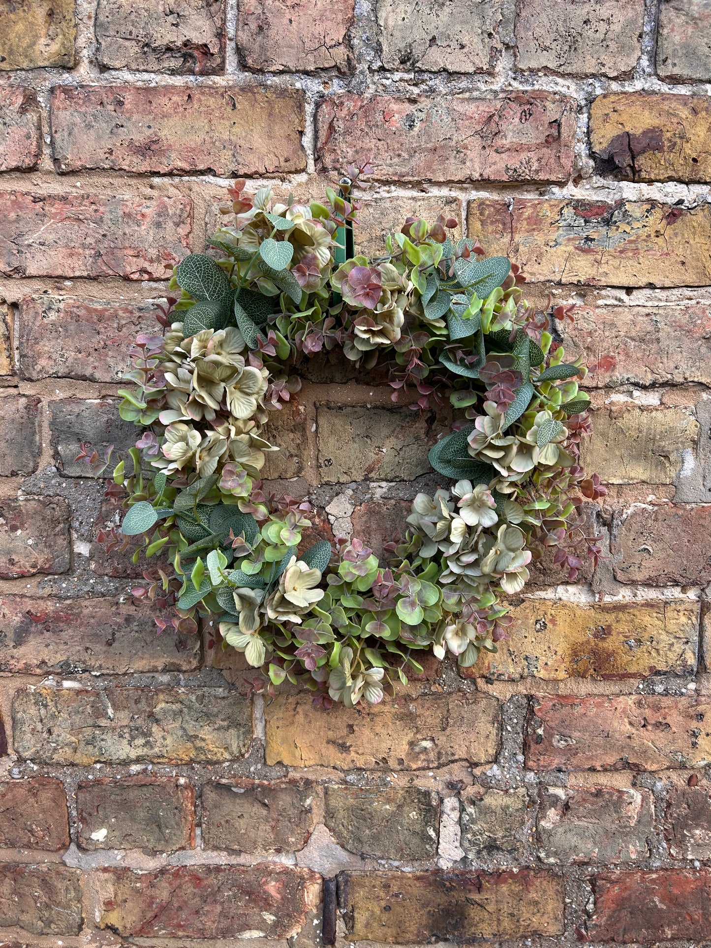 Green Hydrangea & Eucalyptus Artificial Wreath