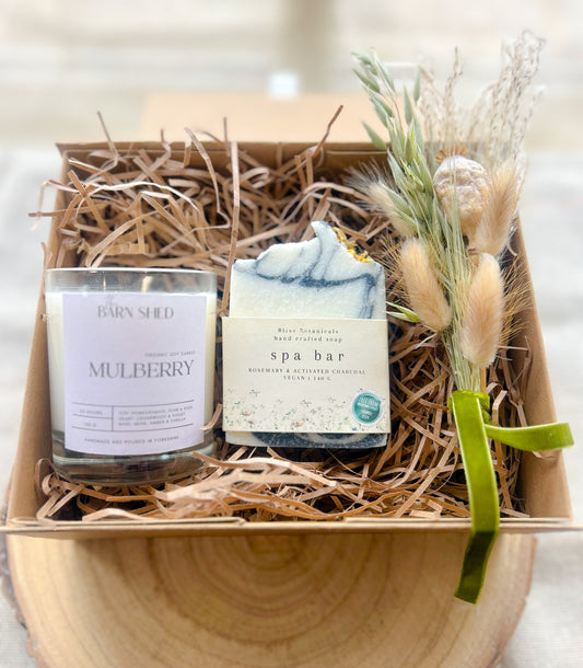 Natural Candle & Soap Gift Box | Handmade Pamper Hamper | Birthday Gift, Self Care Box, New Home Gift, Relaxation Gift Set