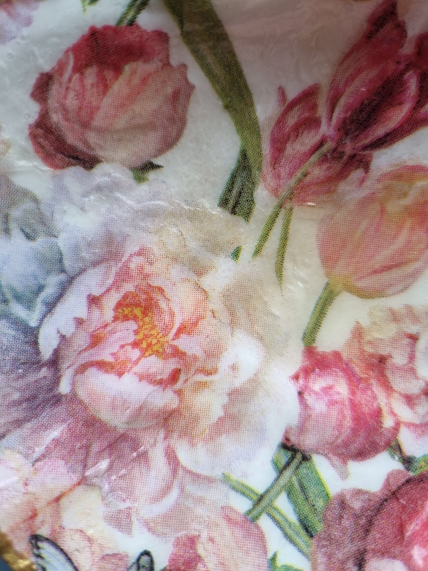 Soft Blush Floral Scallop Shell Trinket Dish