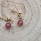14ct Gold Plated Strawberry Quartz Drop Earrings