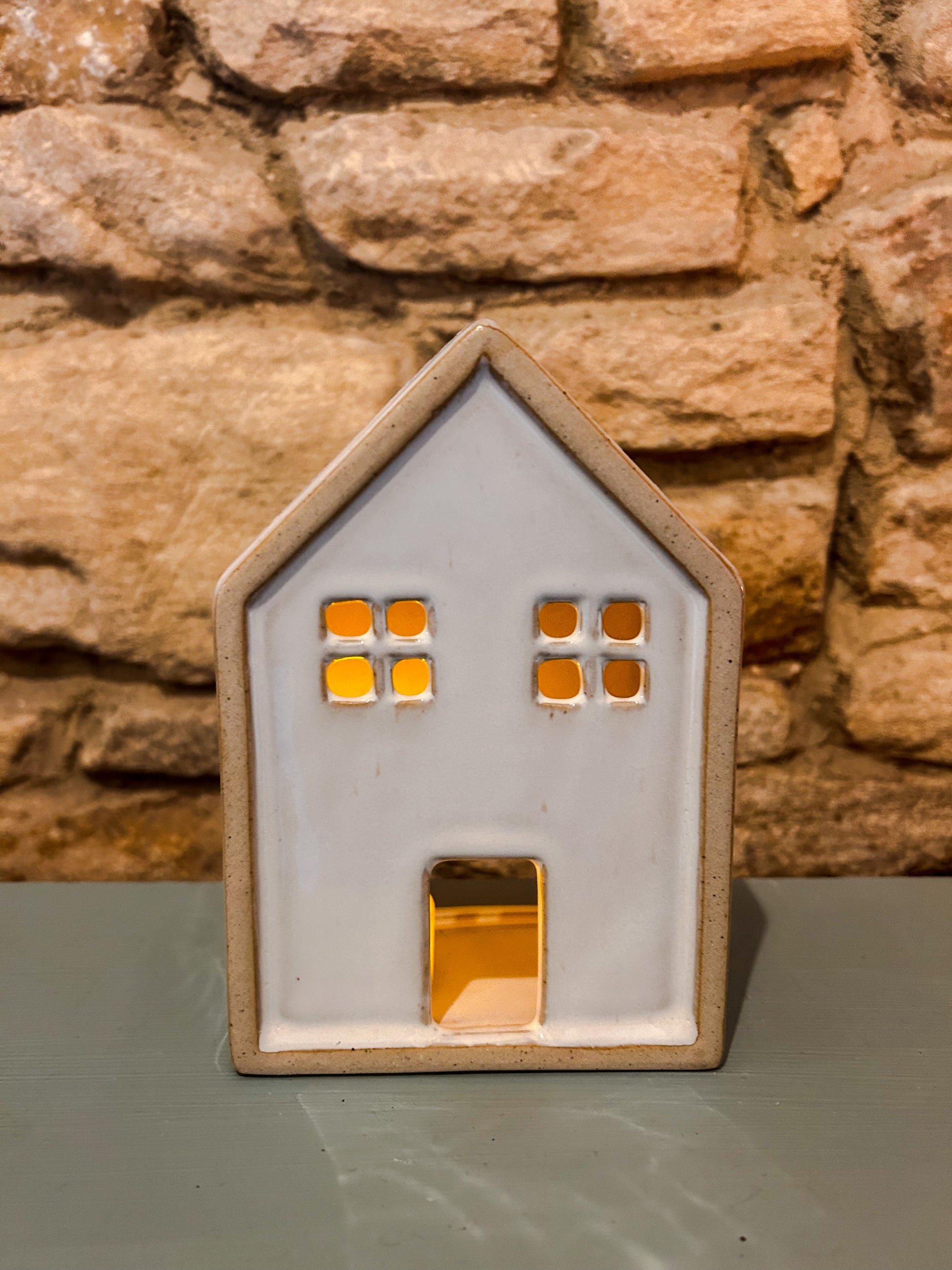 Natural House with LED lit candle - The Barn Shed