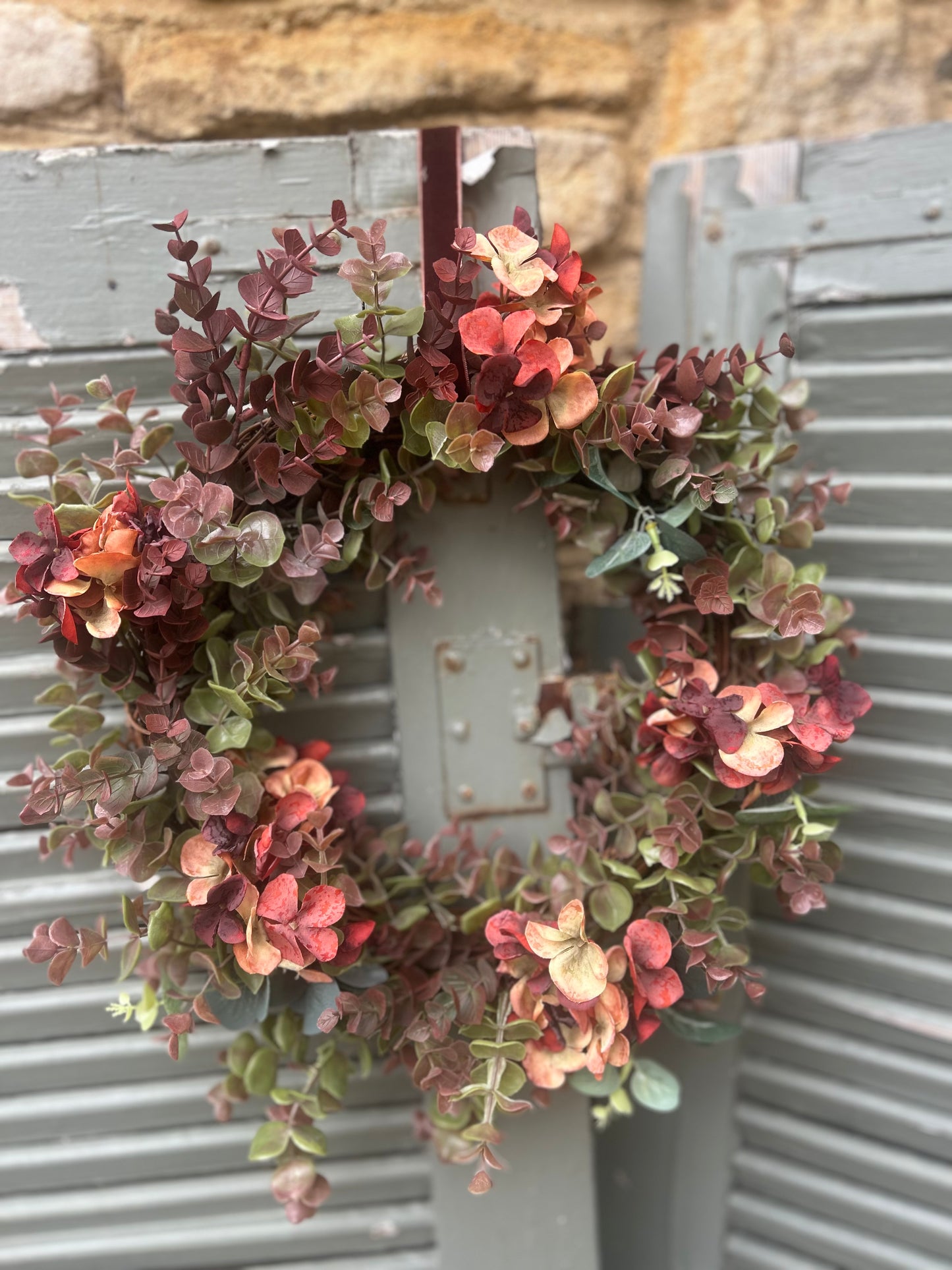 Autumn Hydrangea & Eucalyptus Artificial Wreath