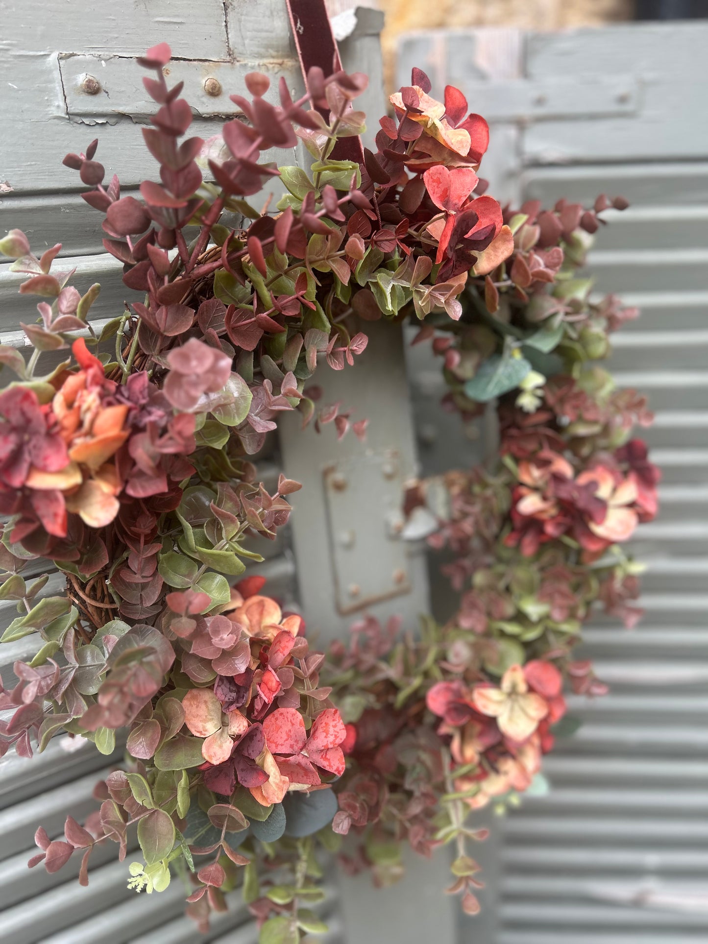 Autumn Hydrangea & Eucalyptus Artificial Wreath