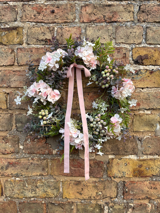 Blush Hydrangea Artificial Wreath