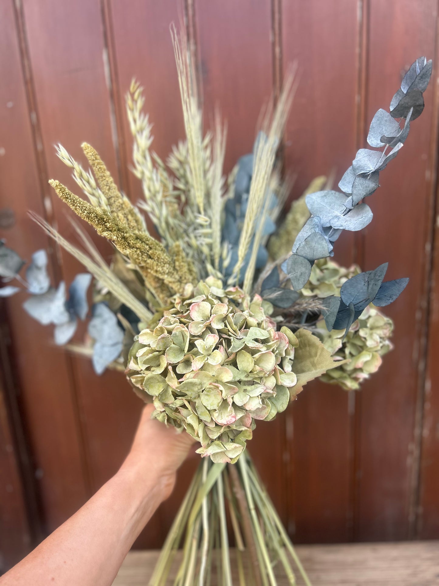 Hydrangea and Dried Flower Arrangement