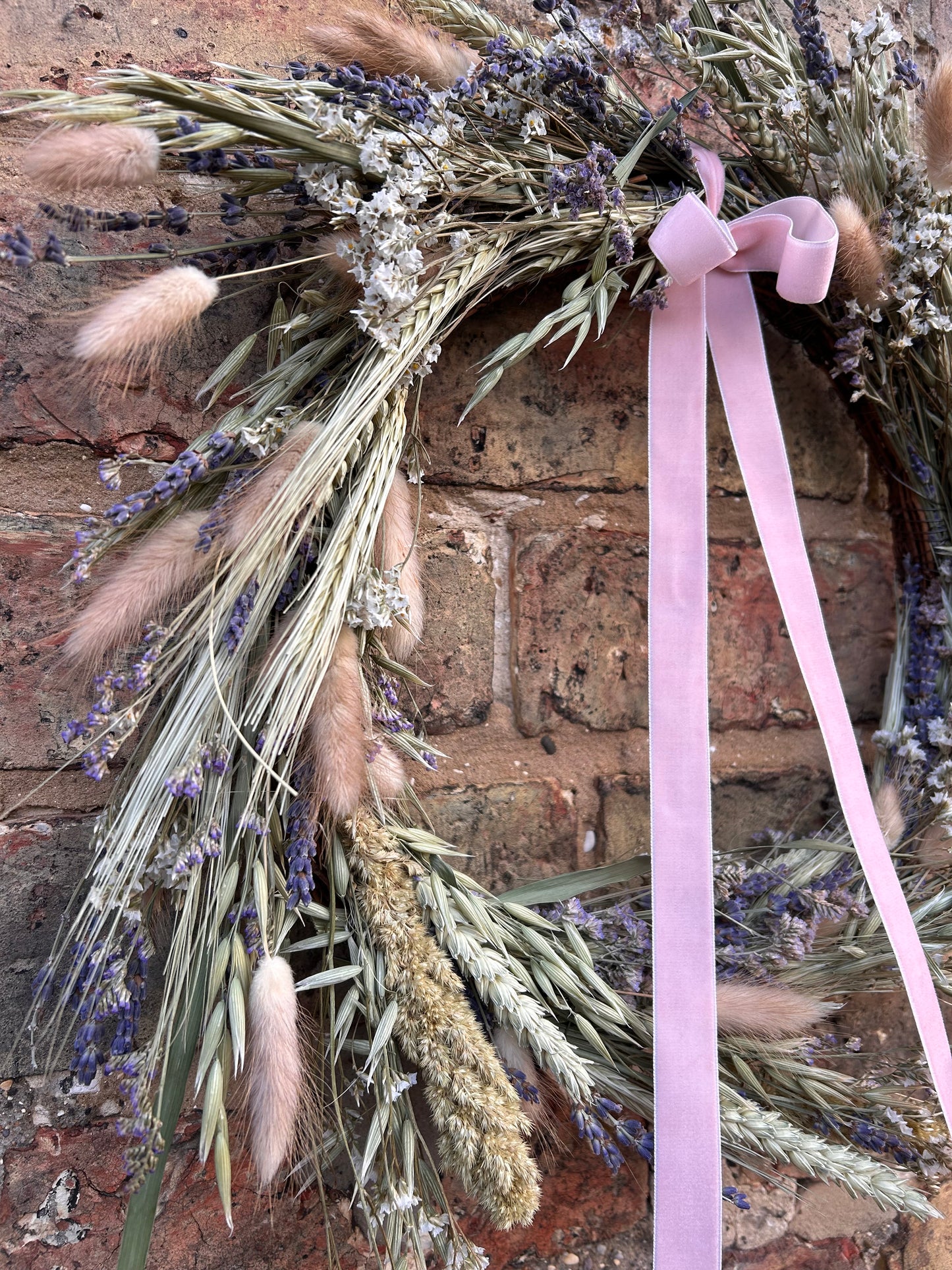 Dried Wildflower Wreath with Velvet Ribbon