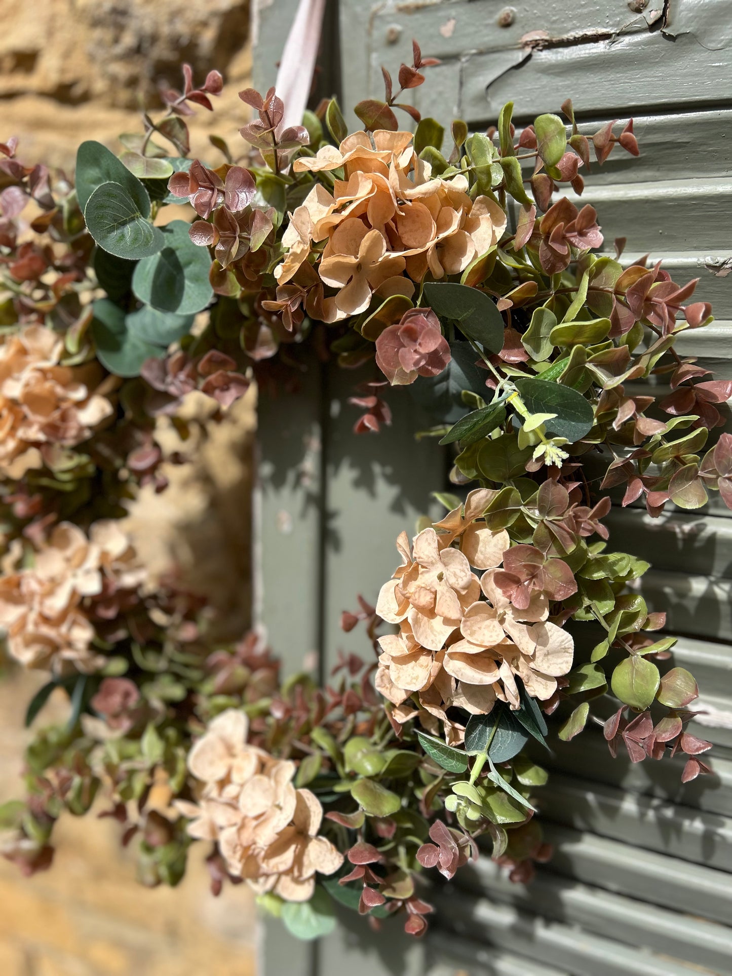 Cream Hydrangea & Eucalyptus Artificial Wreath