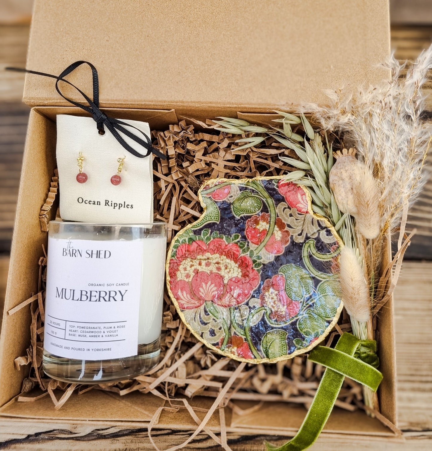 Luxury Candle, Jewellery & Decorative Shell Gift Shell Box | Botanical Gift Box| Handmade Gift| Thoughtul