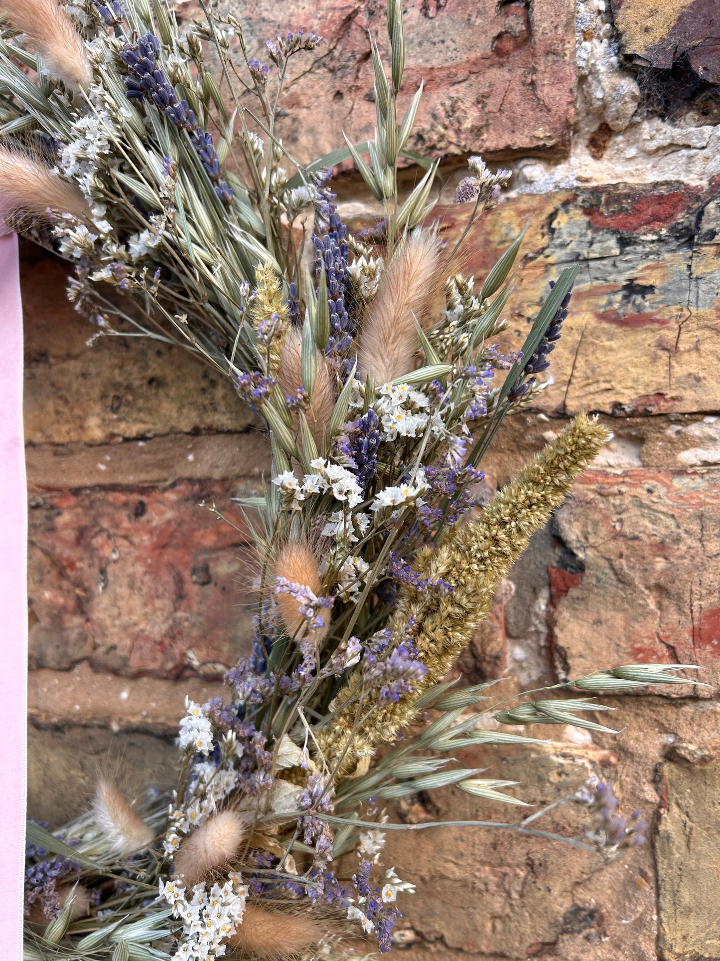 Dried Wildflower Wreath with Velvet Ribbon