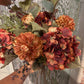 Winter Faux Flower Arrangement-Burnt Orange -Hydrangea, Winter Berry and Daliah