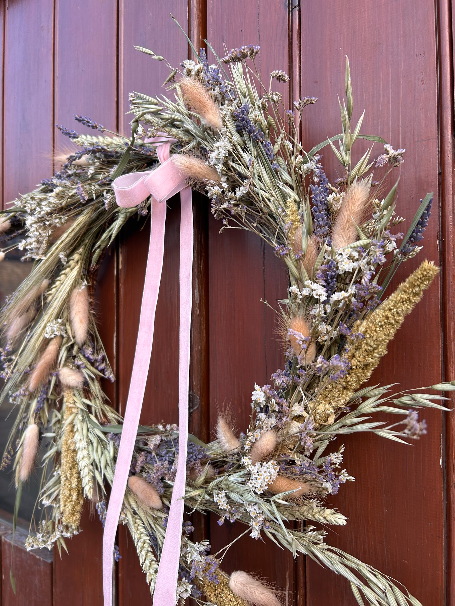 Dried Wildflower Wreath with Velvet Ribbon