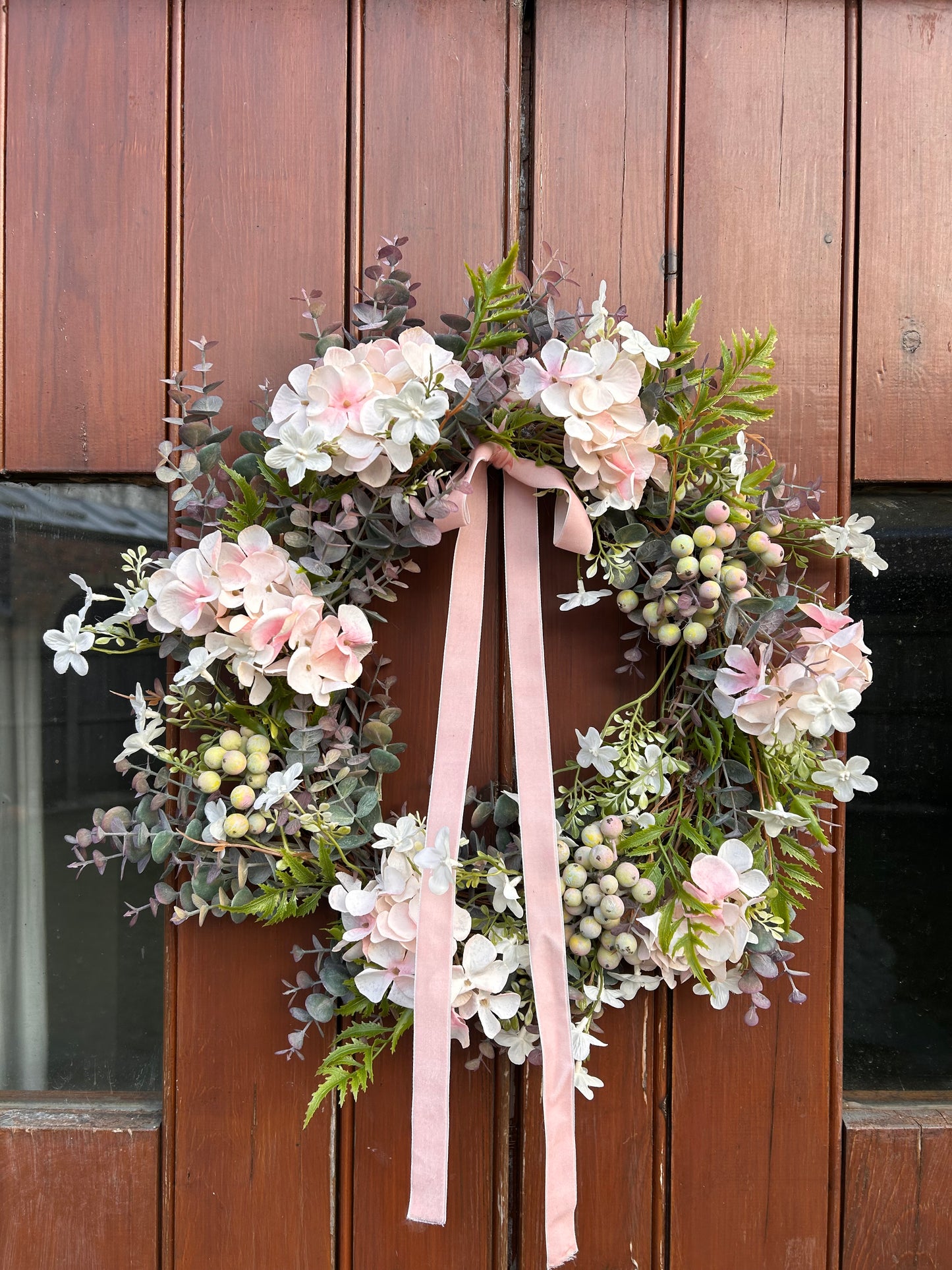 Blush Hydrangea Artificial Wreath