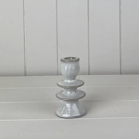 Glazed Ceramic Candle Holder with Textured Detail