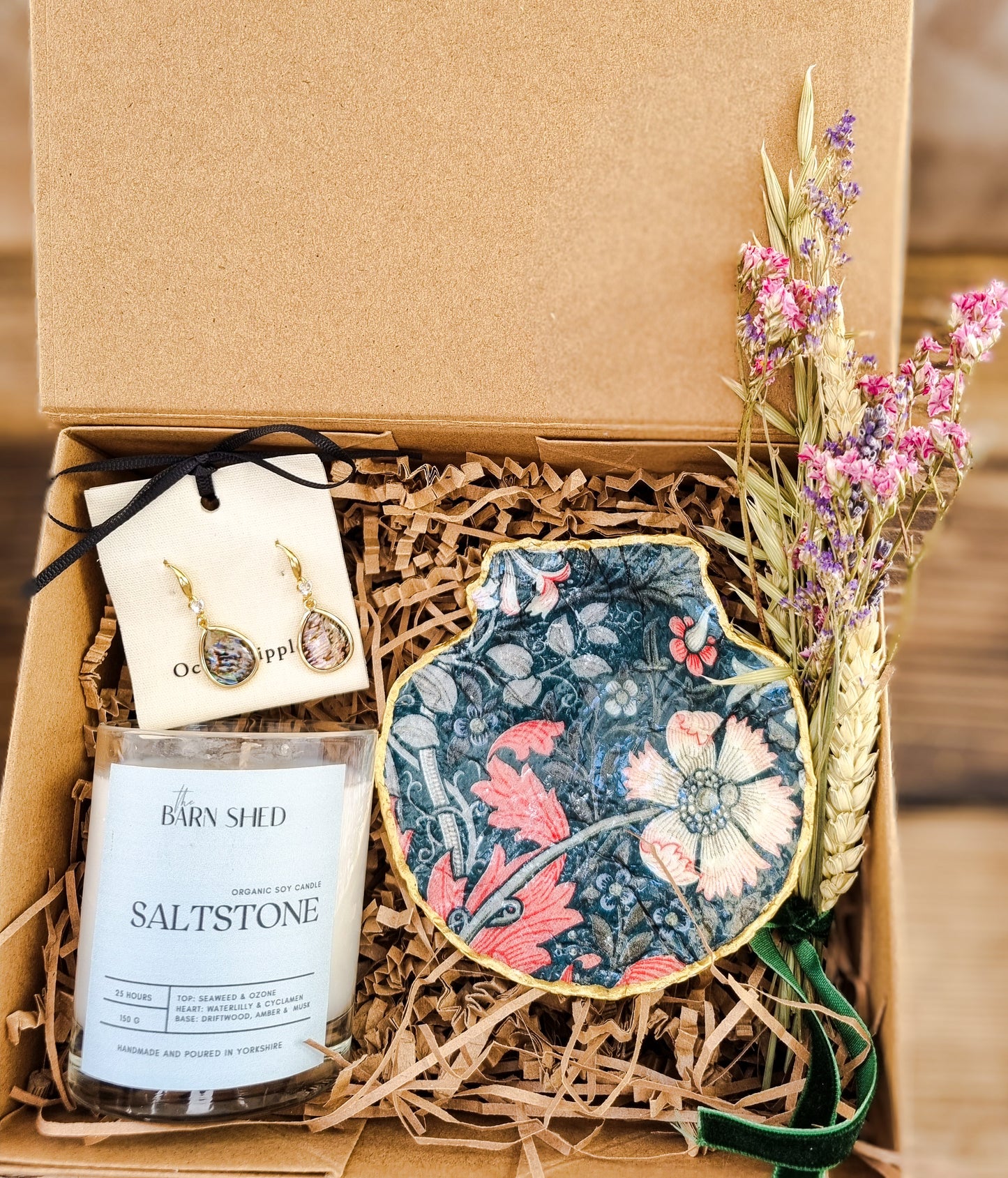 Luxury Candle, Jewellery & Decorative Shell Gift Shell Box | Botanical Gift Box| Handmade Gift| Thoughtul