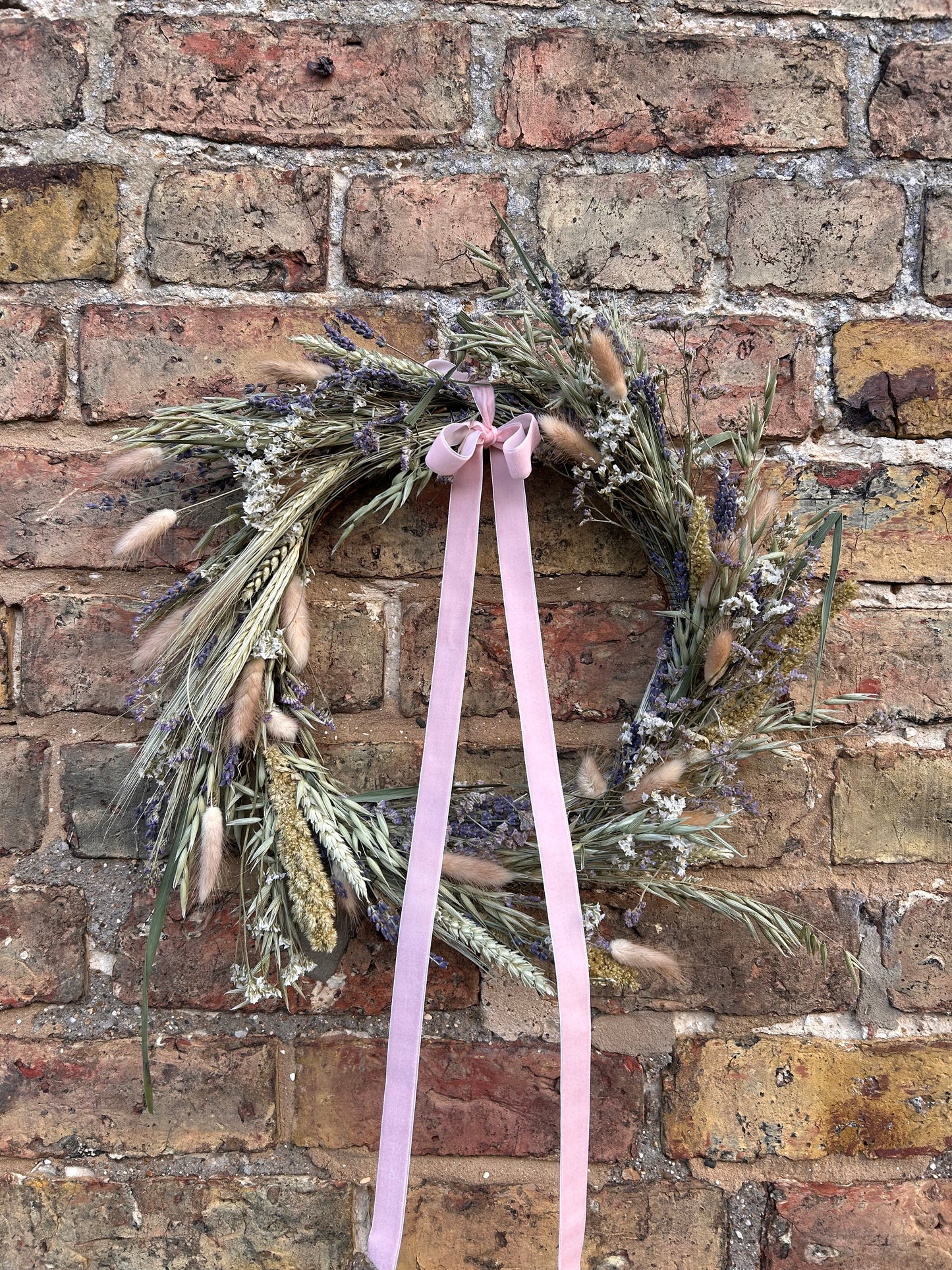Dried Wildflower Wreath with Velvet Ribbon
