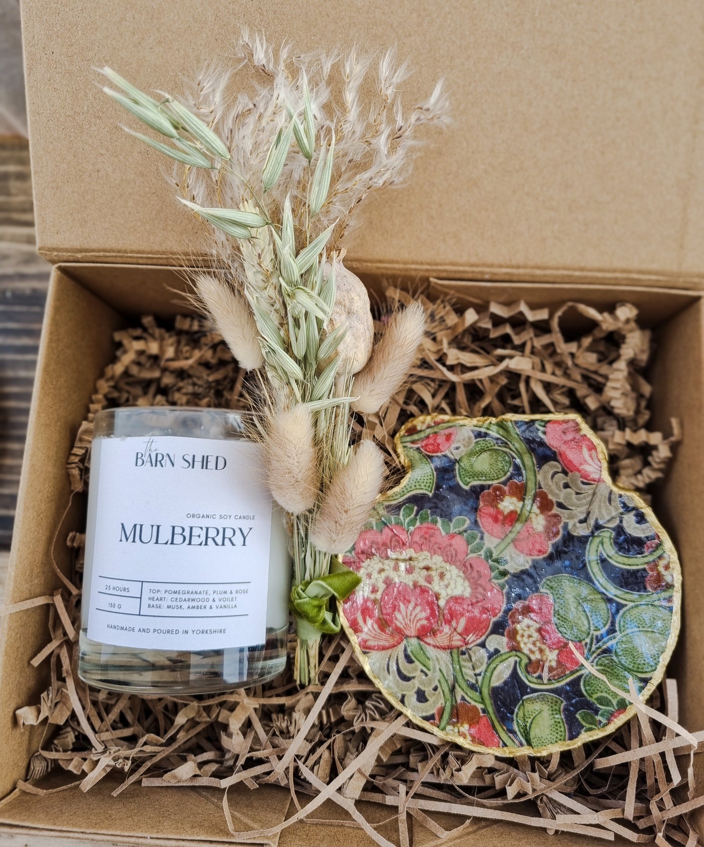 Luxury Candle & Decorative Shell Gift Box | Botanical Gift Set | New Home | Self Care | Birthday Gift