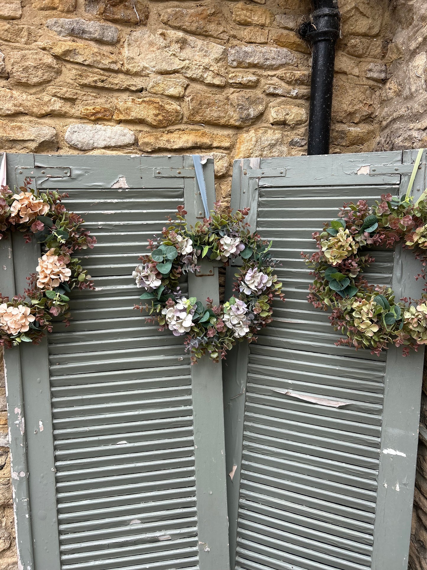 Blue Hydrangea & Eucalyptus Artificial Wreath