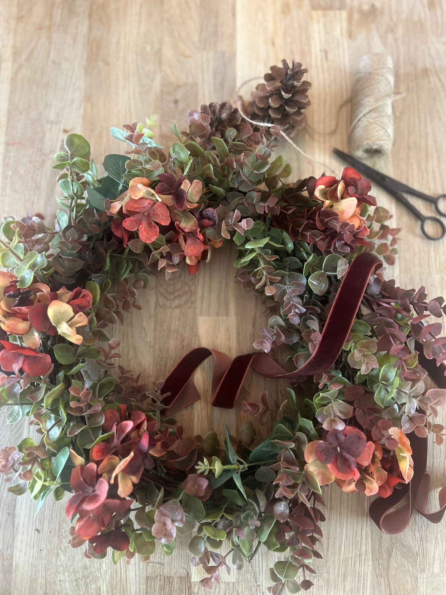 Autumn Hydrangea & Eucalyptus Artificial Wreath