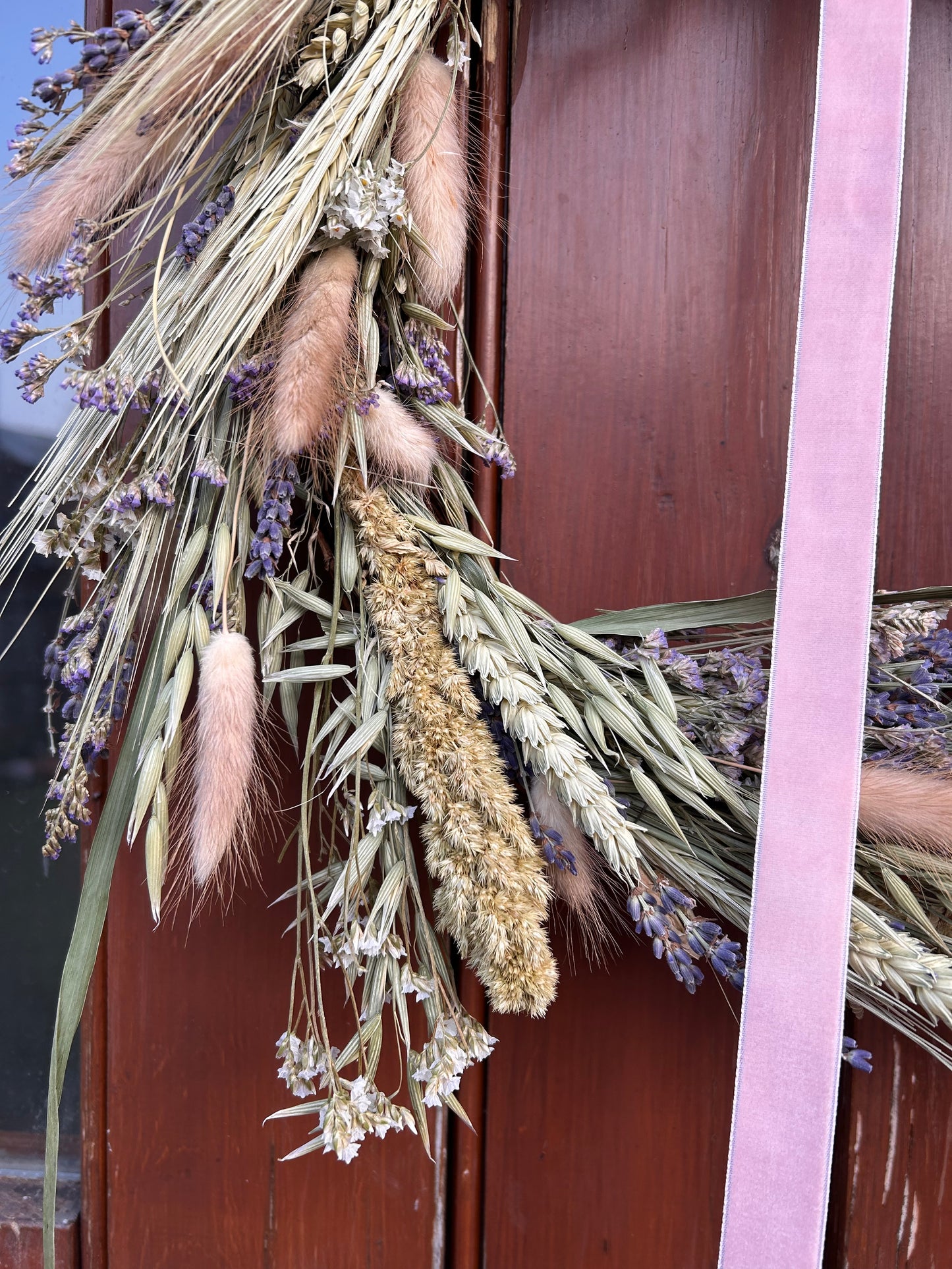 Dried Wildflower Wreath with Velvet Ribbon