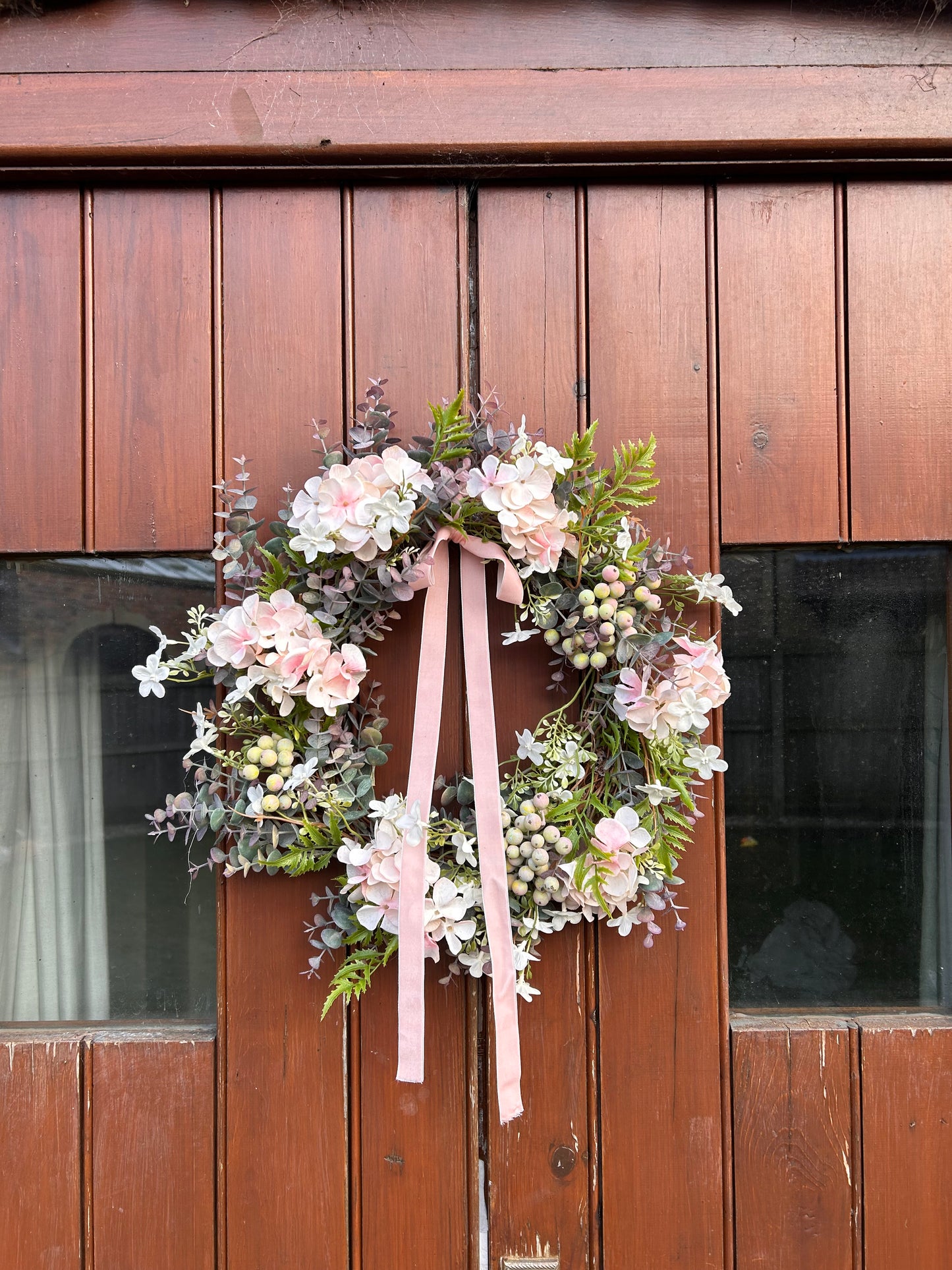 Blush Hydrangea Artificial Wreath