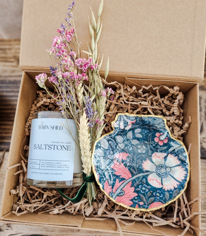 Luxury Candle & Decorative Shell Gift Box | Botanical Gift Set | New Home | Self Care | Birthday Gift